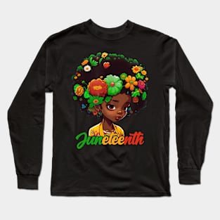 Juneteenth Black Queen Afro Women African American Graphic Long Sleeve T-Shirt